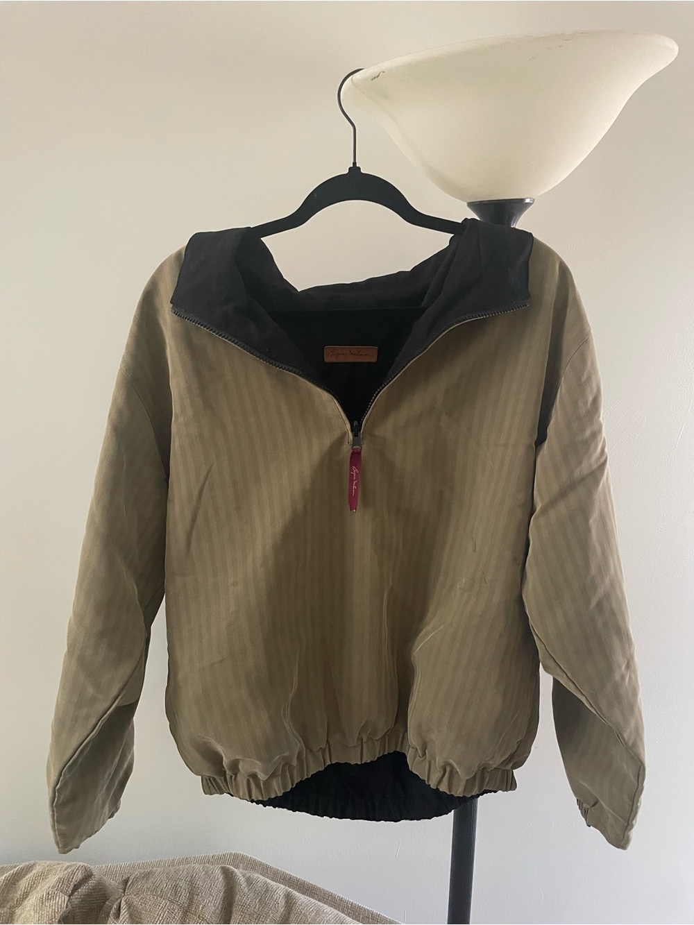 Men's Olive Green Bomber Pullover Jacket